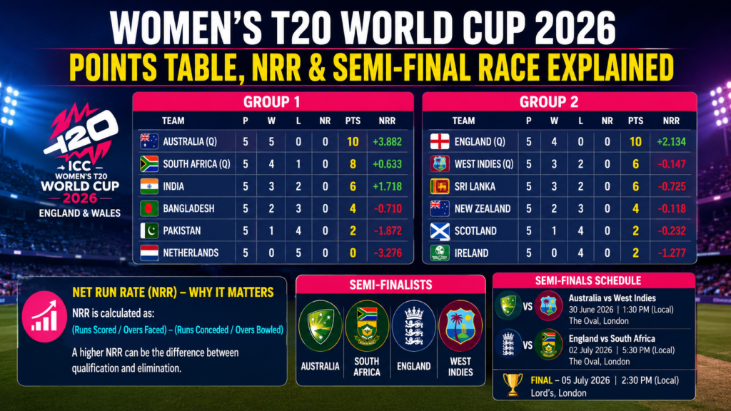 Women T20 World Cup 2026 Points Table