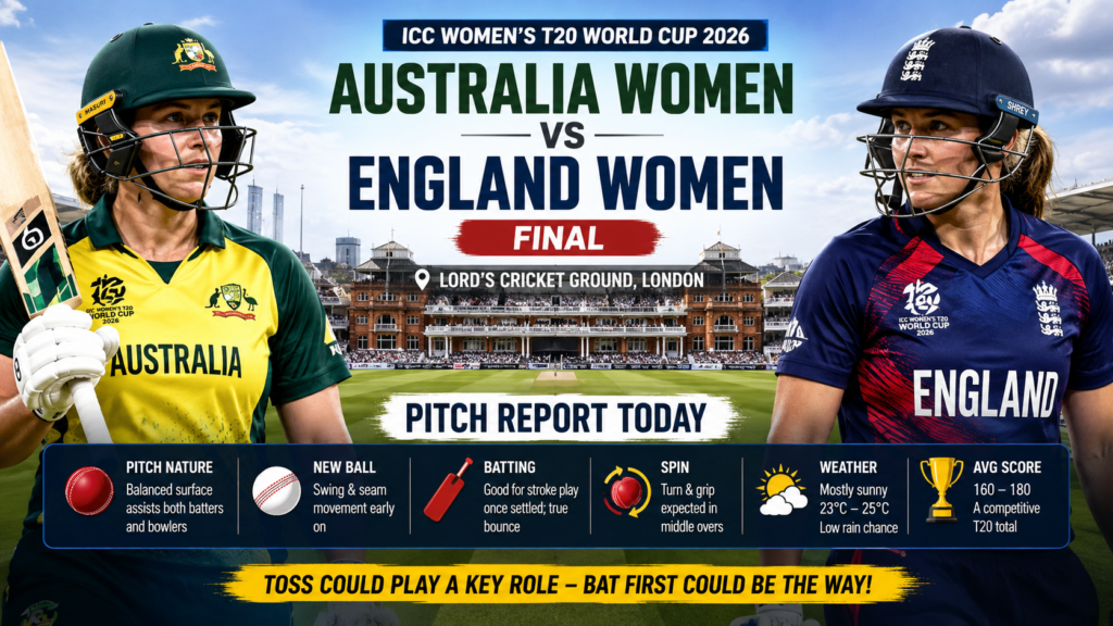 Australia Women vs England Women Final Pitch Report Today